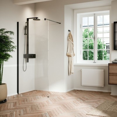 Novellini Kali H ścianka wolnostojąca Walk-in 80 cm czarny mat KALIH80-1H