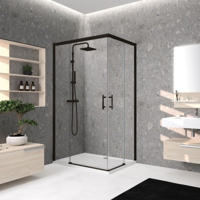 Novellini Kali AH kabina prysznicowa prostokątna 120x85 cm czarny mat 62326