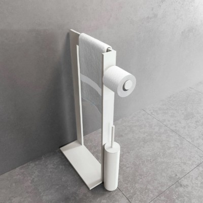 Novellini stojak na papier + szczotka WC biały mat R90AKFPSRS-U