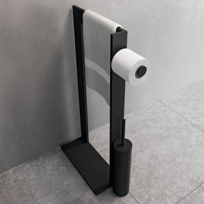 Novellini stojak na papier + szczotka WC czarny mat R90AKFPSRS-H