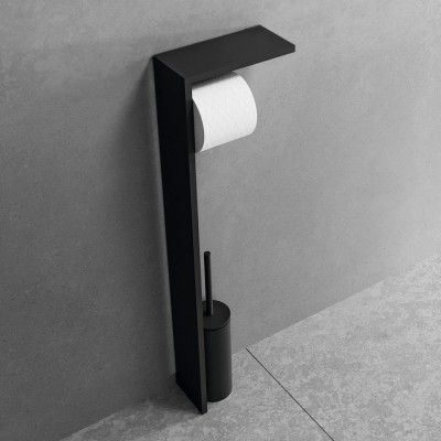 Novellini stojak na papier + szczotka WC czarny mat R90AKFPRS-H