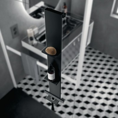 Novellini półka wisząca do montażu na szybie czarny mat R90AKFPO1290-H