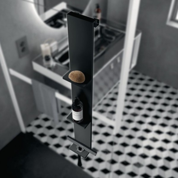 Novellini półka wisząca do montażu na szybie czarny mat R90AKFPO1290-H