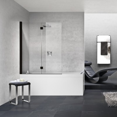 Novellini Young 2.0 parawan nawannowy 2-częściowy 120x150 cm lewy czarny mat