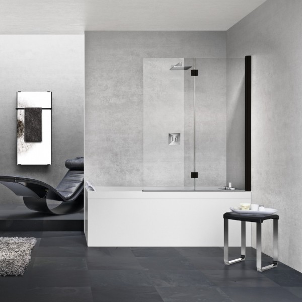 Novellini Young 2.0 parawan nawannowy 2-częściowy 120x150 cm prawy czarny mat