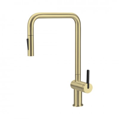 Deante Momi bateria kuchenna z wyciąganą wylewką złoto szczotkowane BKM_R73N