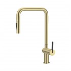 Deante Momi bateria kuchenna z wyciąganą wylewką złoto szczotkowane BKM_R73N