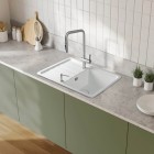 Deante Momi bateria kuchenna z wyciąganą wylewką stal szczotkowana BKM_F73N