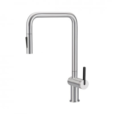 Deante Momi bateria kuchenna z wyciąganą wylewką stal szczotkowana BKM_F73N