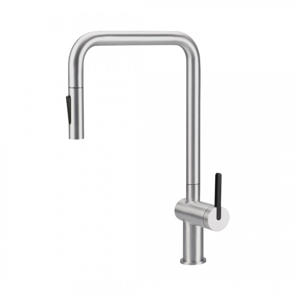 Deante Momi bateria kuchenna z wyciąganą wylewką stal szczotkowana BKM_F73N