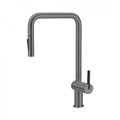 Deante Momi bateria kuchenna z wyciąganą wylewką titanium BKM_D73N