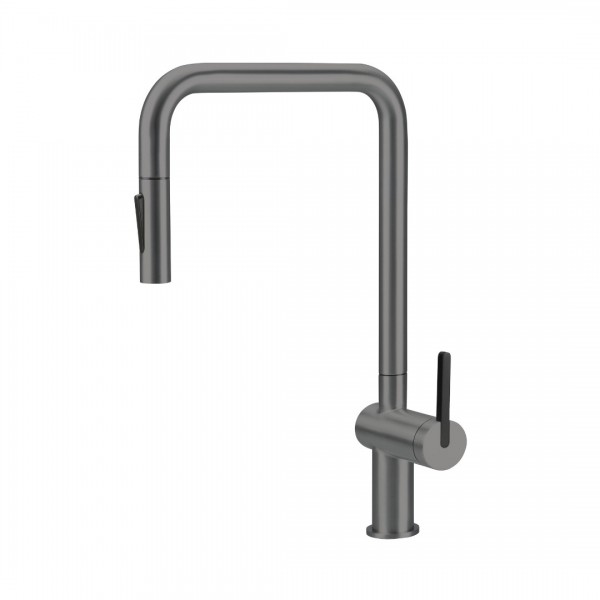 Deante Momi bateria kuchenna z wyciąganą wylewką titanium BKM_D73N