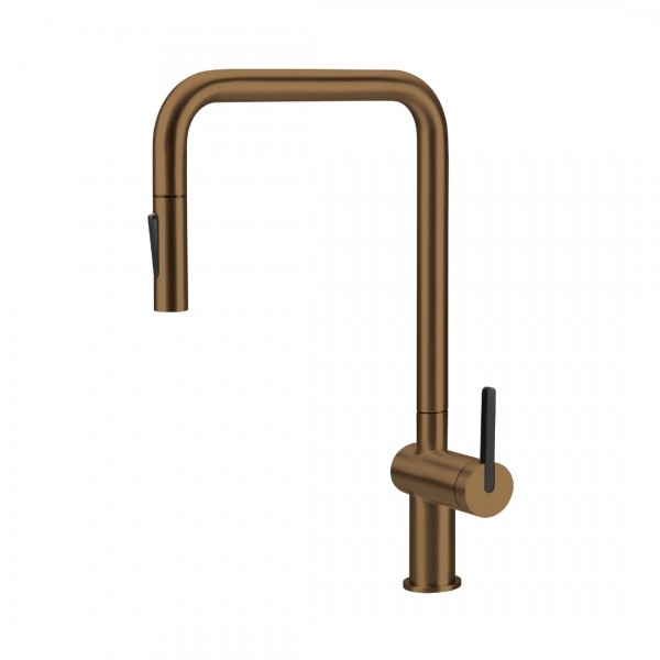 Deante Momi bateria kuchenna z wyciąganą wylewką brąz szczotkowany BKM_C73N