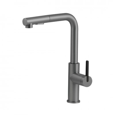 Deante Momi bateria kuchenna z wyciąganą wylewką titanium BKM_D73M