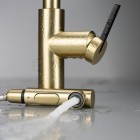 Deante Momi bateria kuchenna z wyciąganą wylewką złoto szczotkowane BKM_R73M