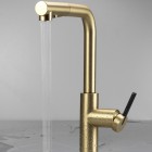 Deante Momi bateria kuchenna z wyciąganą wylewką złoto szczotkowane BKM_R73M