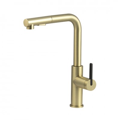 Deante Momi bateria kuchenna z wyciąganą wylewką złoto szczotkowane BKM_R73M