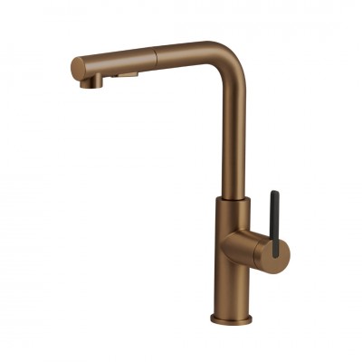 Deante Momi bateria kuchenna z wyciąganą wylewką brąz szczotkowany BKM_C73M