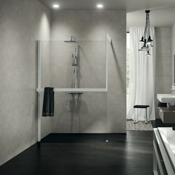 Novellini Frame Kit zestaw z relingiem na ręcznik lewy biały mat R80KUFRE10S-U