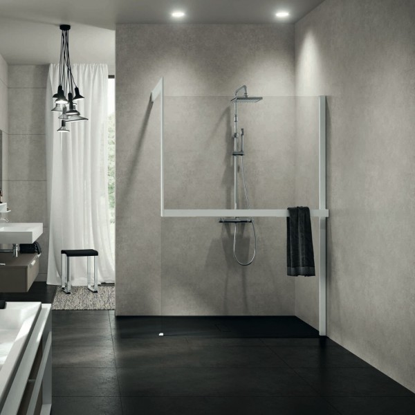 Novellini Frame Kit zestaw z relingiem na ręcznik prawy biały mat R80KUFRE10D-U