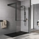 Novellini Frame Kit zestaw z relingiem na ręcznik prawy czarny mat R80KUFRE10D-H