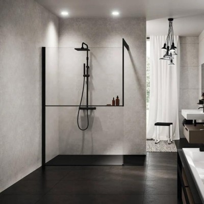 Novellini Frame Kit zestaw z półką lewy czarny mat R80KUFRI10S-H