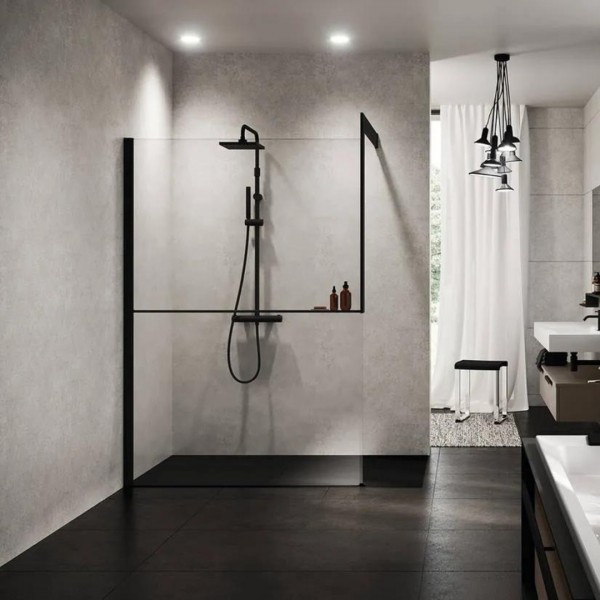 Novellini Frame Kit zestaw z półką lewy czarny mat R80KUFRI10S-H