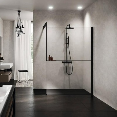 Novellini Frame Kit zestaw z półką prawy czarny mat R80KUFRI10D-H