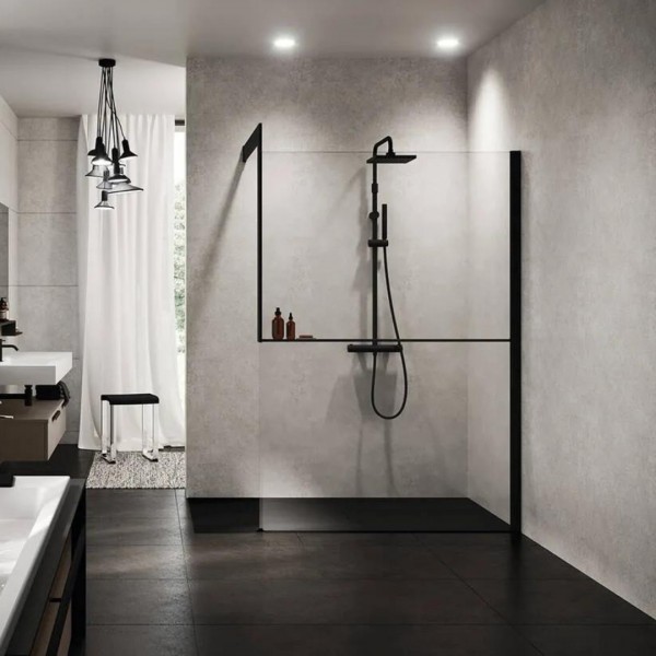 Novellini Frame Kit zestaw z półką prawy czarny mat R80KUFRI10D-H