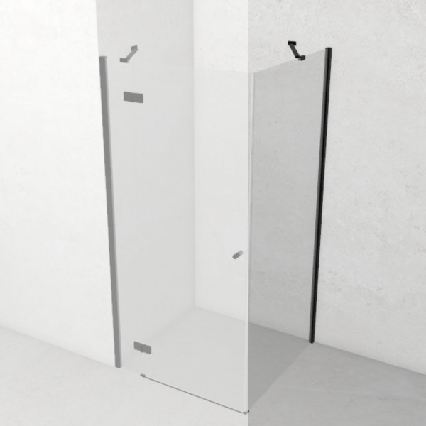 Novellini NH F ścianka prysznicowa 70 cm boczna do drzwi czarny mat NHF70-1H