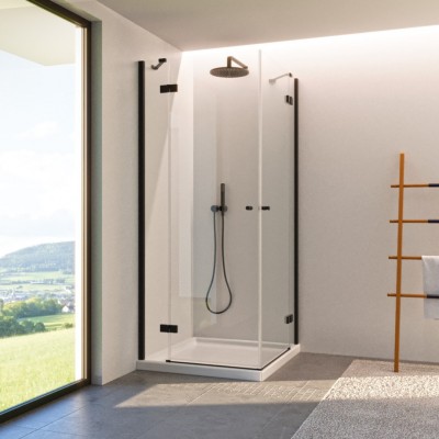 Novellini NH A kabina prysznicowa kwadratowa 70 cm czarny mat 63080