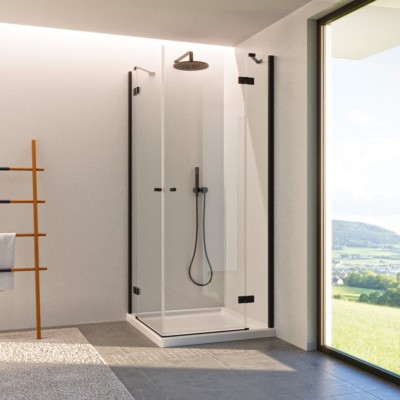 Novellini NH A kabina prysznicowa prostokątna 110x90 cm prawa czarny mat 63114