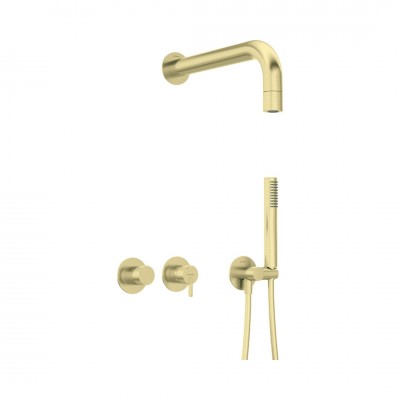 Deante Silia zestaw prysznicowy podtynkowy złoto szczotkowane NQS_R0XK