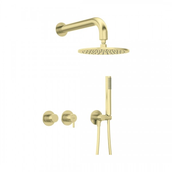 Deante Silia zestaw prysznicowy podtynkowy deszczownica 25 cm złoto szczotkowane NQS_R0YK