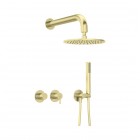 Deante Silia zestaw prysznicowy podtynkowy deszczownica 25 cm złoto szczotkowane NQS_R0YK