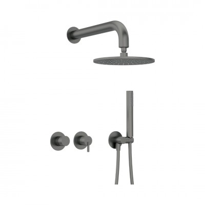 Deante Silia zestaw prysznicowy podtynkowy deszczownica 25 cm titanium NQS_D0YK