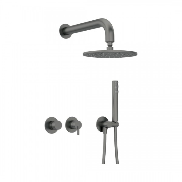 Deante Silia zestaw prysznicowy podtynkowy deszczownica 25 cm titanium NQS_D0YK