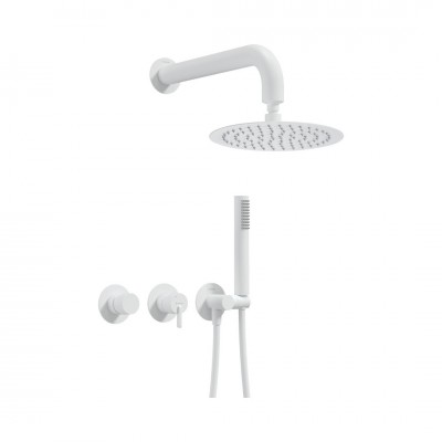 Deante Silia zestaw prysznicowy podtynkowy deszczownica 25 cm biały mat NQS_A0YK