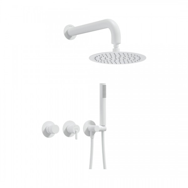 Deante Silia zestaw prysznicowy podtynkowy deszczownica 25 cm biały mat NQS_A0YK