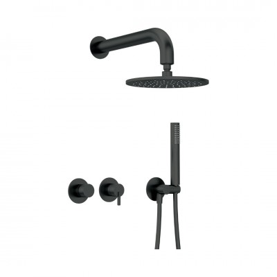 Deante Silia zestaw prysznicowy podtynkowy deszczownica 25 cm czarny mat NQS_N0YK