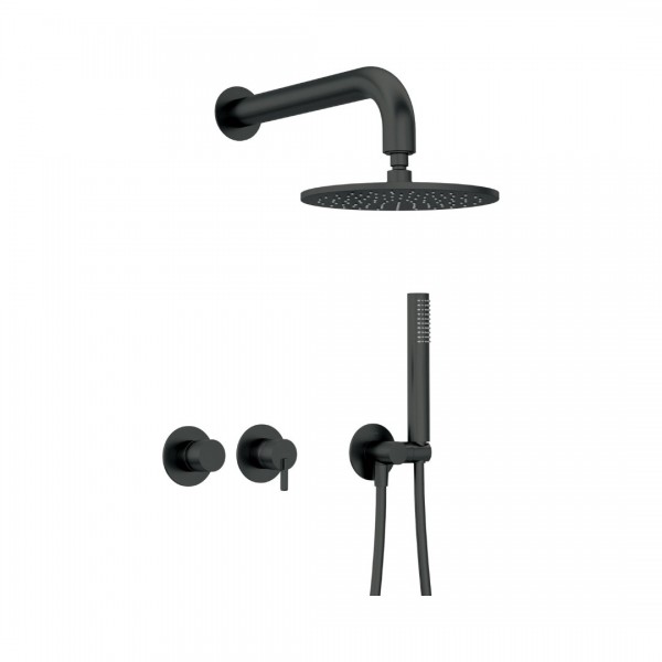 Deante Silia zestaw prysznicowy podtynkowy deszczownica 25 cm czarny mat NQS_N0YK