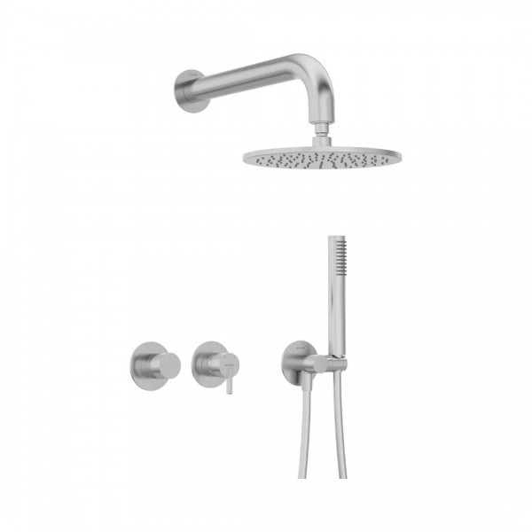 Deante Silia zestaw prysznicowy podtynkowy deszczownica 25 cm stal szczotkowana NQS_F0YK