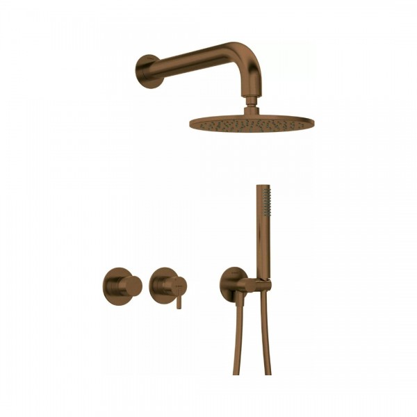 Deante Silia zestaw prysznicowy podtynkowy deszczownica 25 cm brąz szczotkowany NQS_C0YK