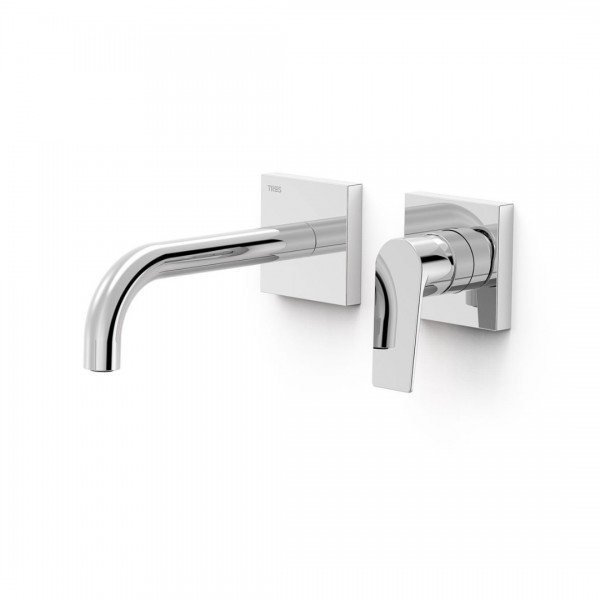 Tres Project bateria umywalkowa podtynkowa wylewka 18 cm chrom 21130021