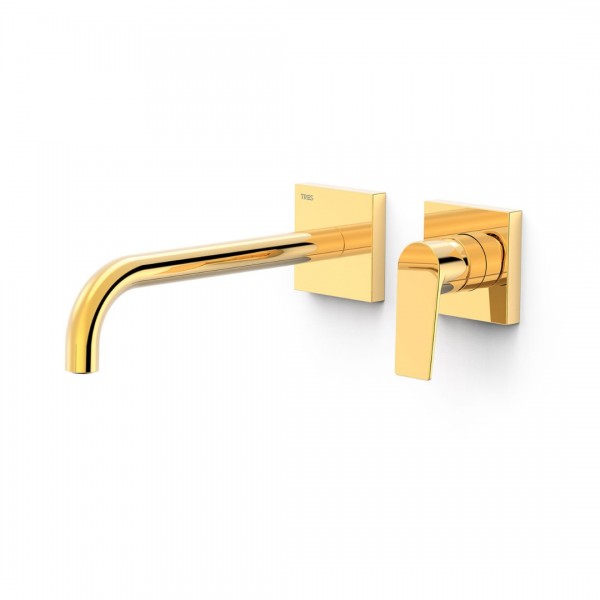 Tres Project bateria umywalkowa podtynkowa wylewka 24 cm złoty połysk 21130022OR