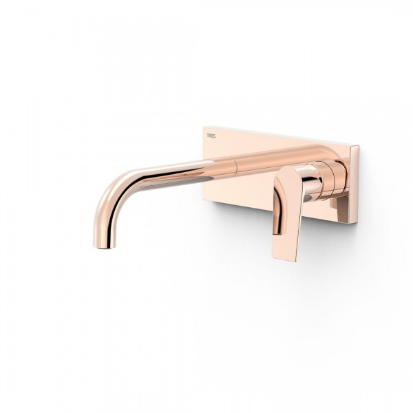 Tres Project bateria umywalkowa podtynkowa wylewka 18 cm złoto różowe 21130031OP