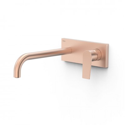 Tres Project bateria umywalkowa podtynkowa wylewka 24 cm złoto różowe mat 21130032OPM