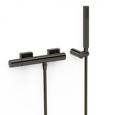 Tres Project bateria prysznicowa ścienna czarny metalizowany 21116701KM