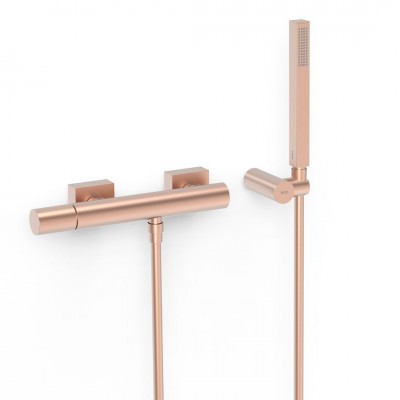 Tres Project bateria prysznicowa ścienna złoto różowe mat 21116701OPM