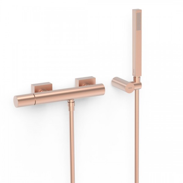 Tres Project bateria prysznicowa ścienna złoto różowe mat 21116701OPM